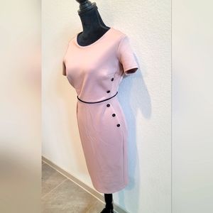 Mauve and Navy Blue detailed A-line Dress (8)